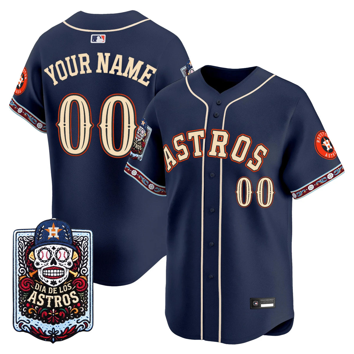 Houston Astros Día de los Muertos Custom Jersey - Stitched