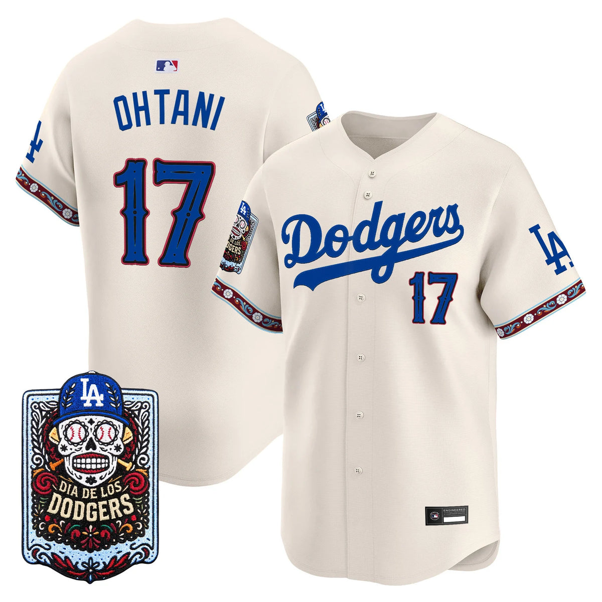 Men's Los Angeles Dodgers Día de los Muertos Vapor Premier Limited Jersey - All Stitched