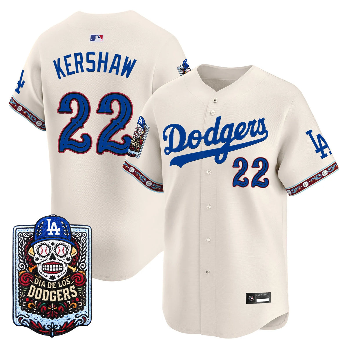 Men's Los Angeles Dodgers Día de los Muertos Vapor Premier Limited Jersey - All Stitched