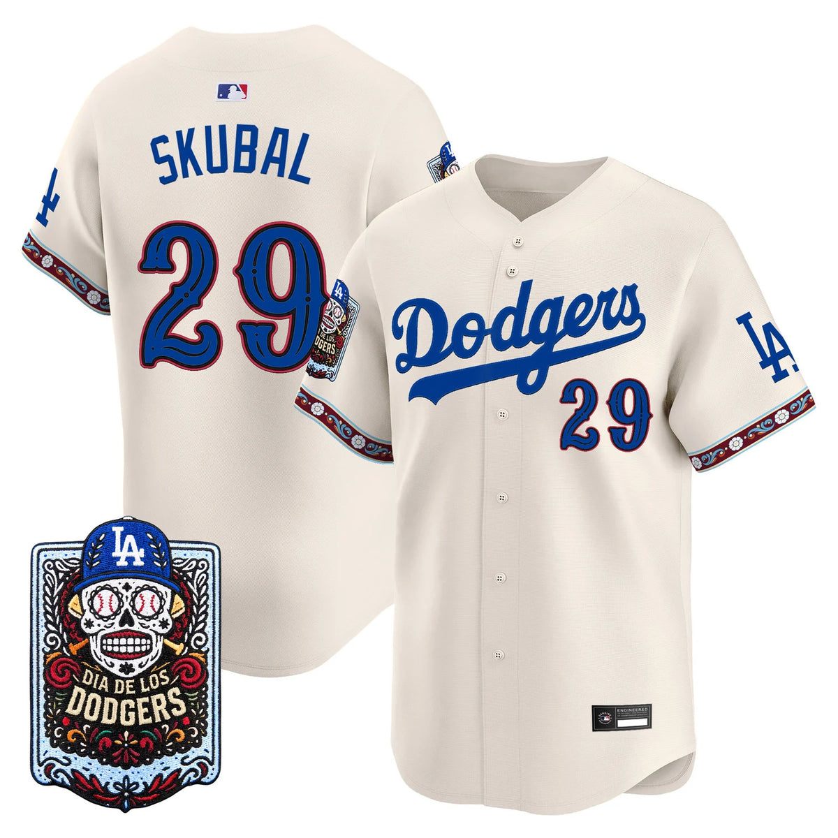 Men's Los Angeles Dodgers Día de los Muertos Vapor Premier Limited Jersey - All Stitched