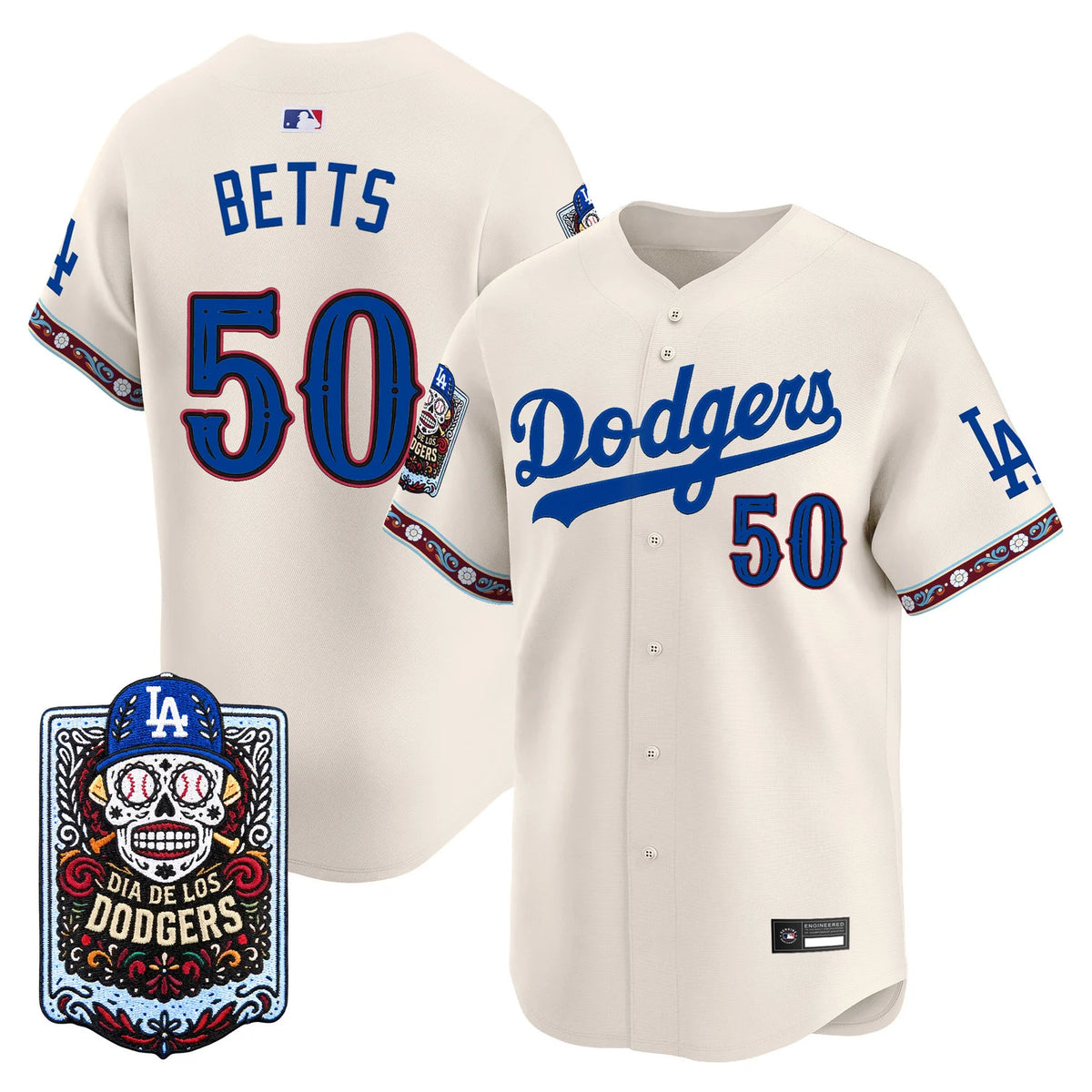 Men's Los Angeles Dodgers Día de los Muertos Vapor Premier Limited Jersey - All Stitched