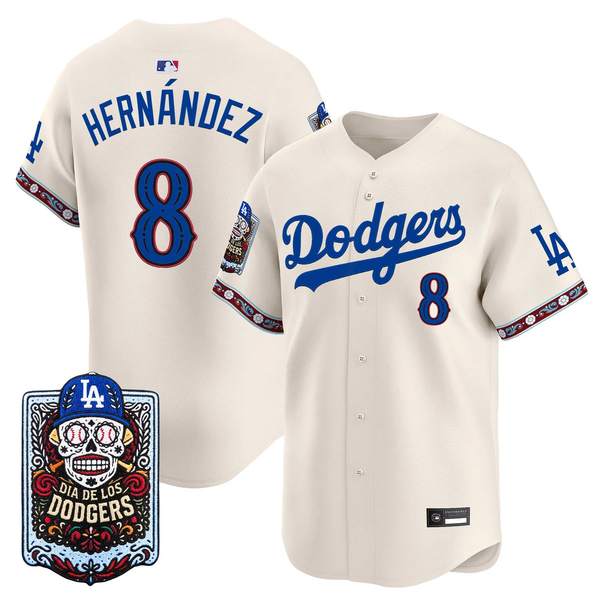 Men's Los Angeles Dodgers Día de los Muertos Vapor Premier Limited Jersey - All Stitched