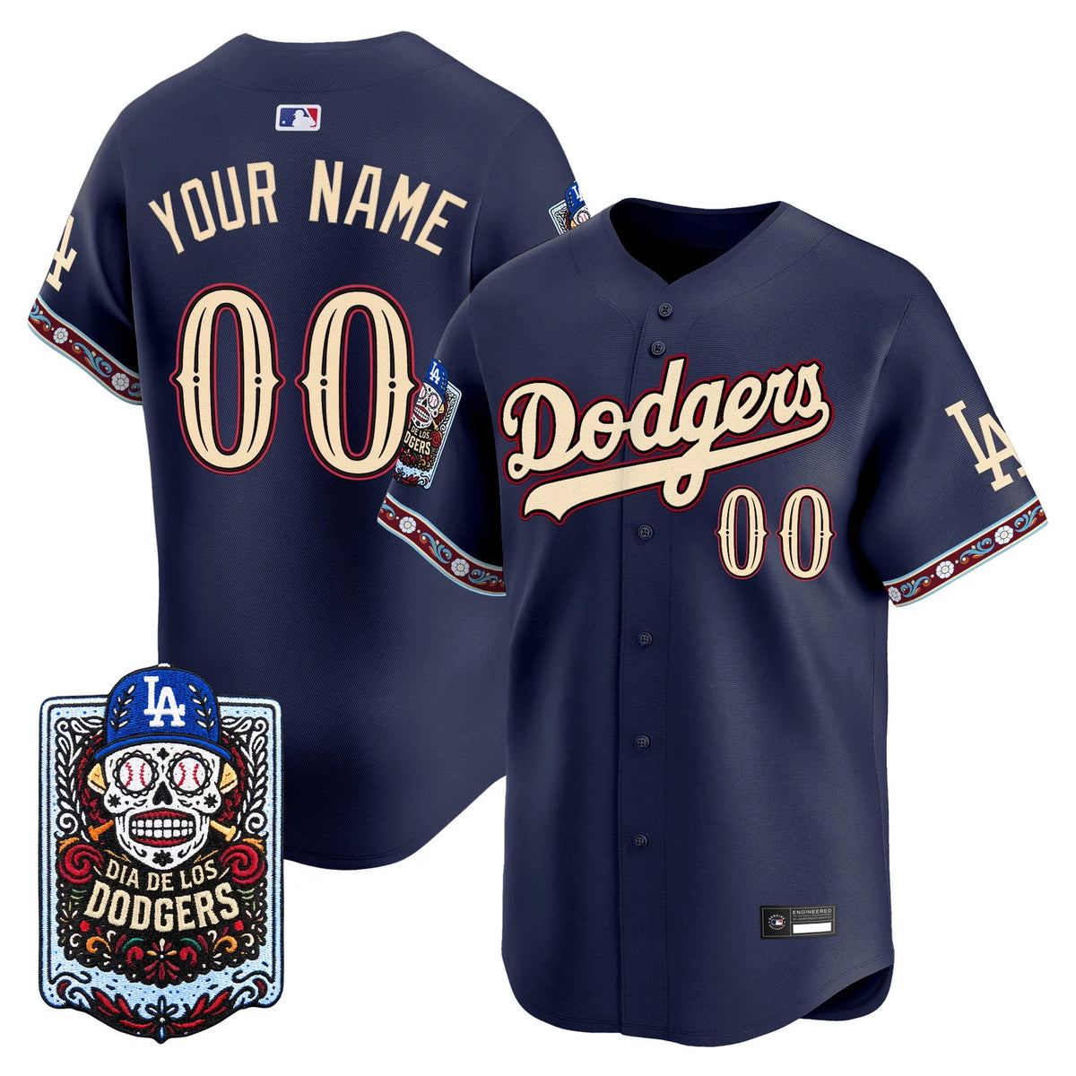 Los Angeles Dodgers Día de los Muertos Custom Baseball Jersey