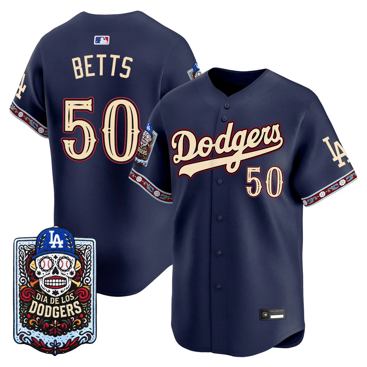 Men's Los Angeles Dodgers Día de los Muertos Vapor Premier Limited Jersey - All Stitched