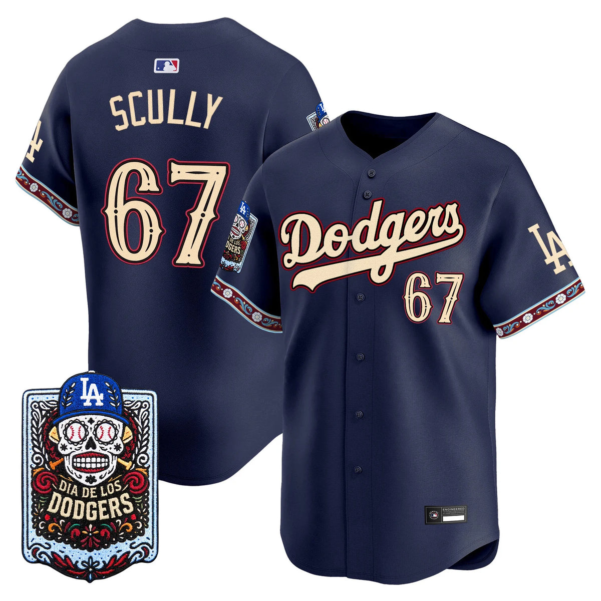 Men's Los Angeles Dodgers Día de los Muertos Vapor Premier Limited Jersey - All Stitched