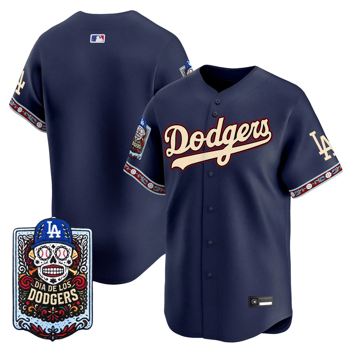 Men's Los Angeles Dodgers Día de los Muertos Vapor Premier Limited Jersey - All Stitched