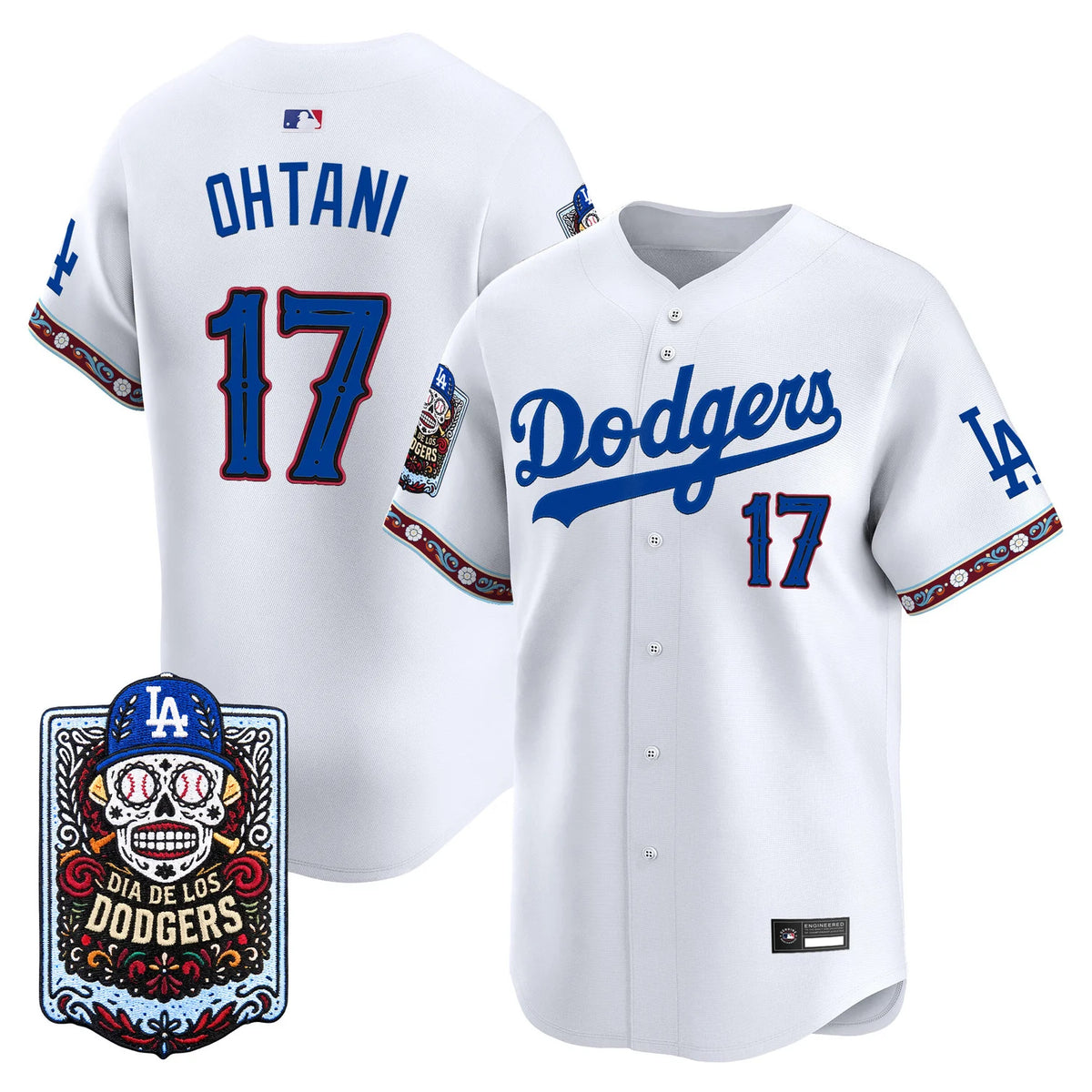 Men's Los Angeles Dodgers Día de los Muertos Vapor Premier Limited Jersey - All Stitched