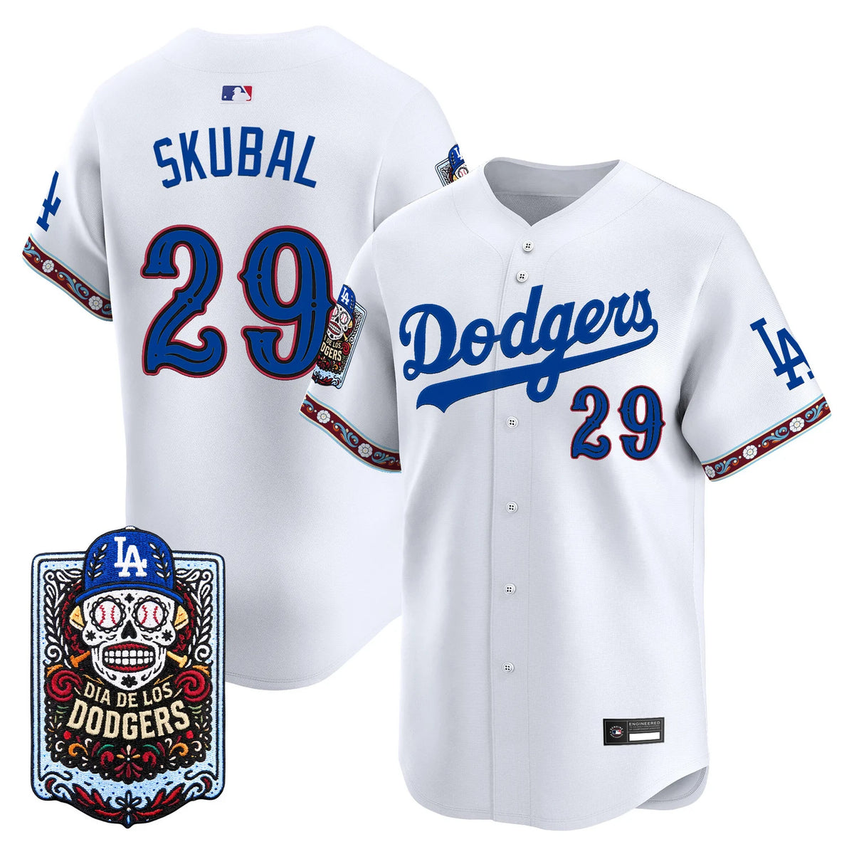 Men's Los Angeles Dodgers Día de los Muertos Vapor Premier Limited Jersey - All Stitched
