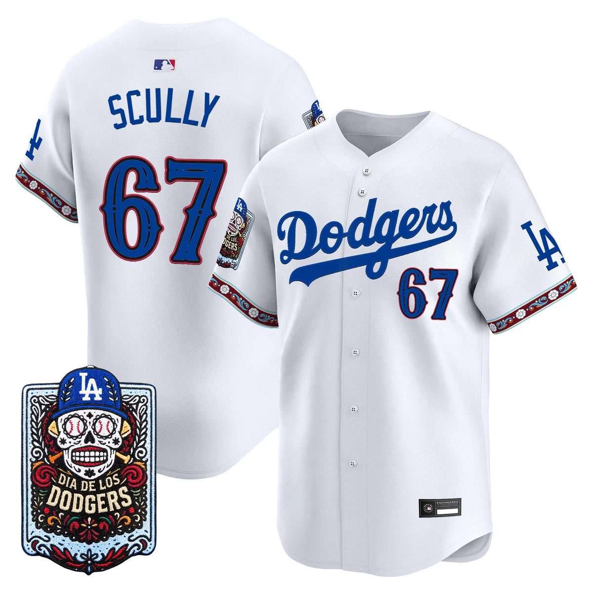 Men's Los Angeles Dodgers Día de los Muertos Vapor Premier Limited Jersey - All Stitched