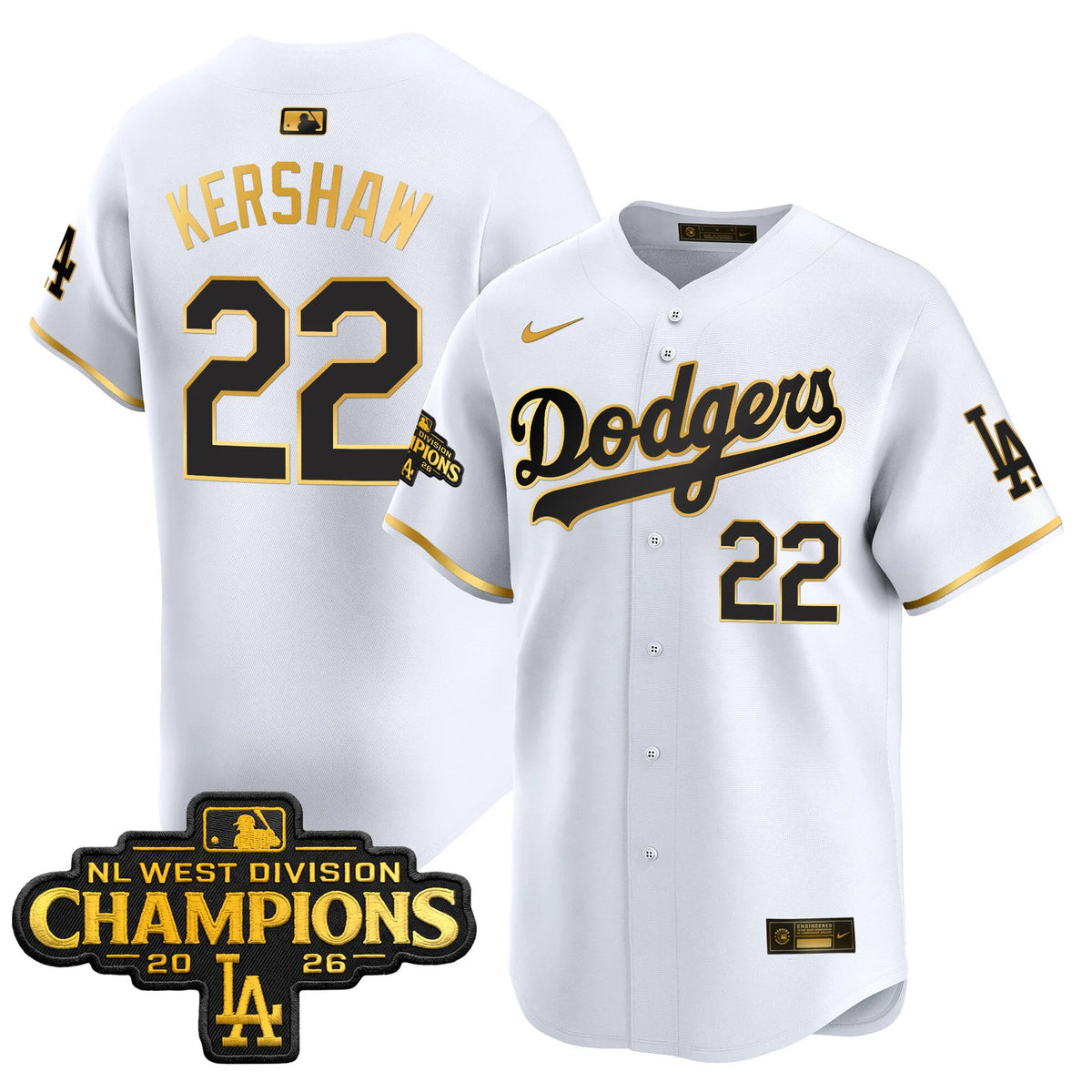 Men's Los Angeles Dodgers NL West Division Champions Patch Vapor Premier Limited Jersey - All Stitched