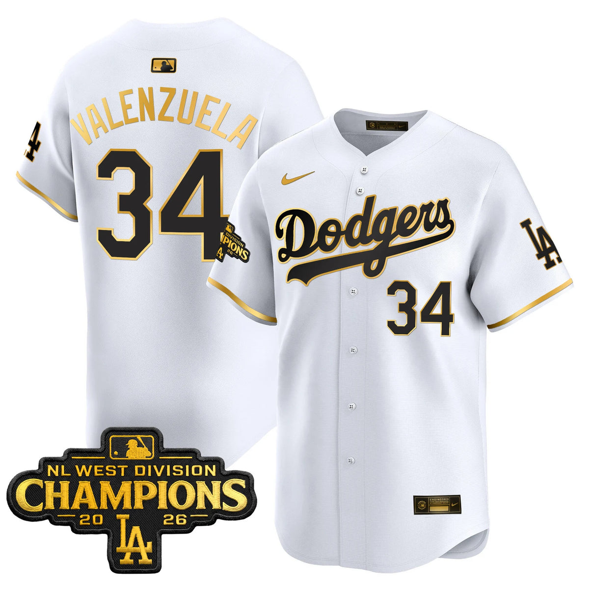 Men's Los Angeles Dodgers NL West Division Champions Patch Vapor Premier Limited Jersey - All Stitched