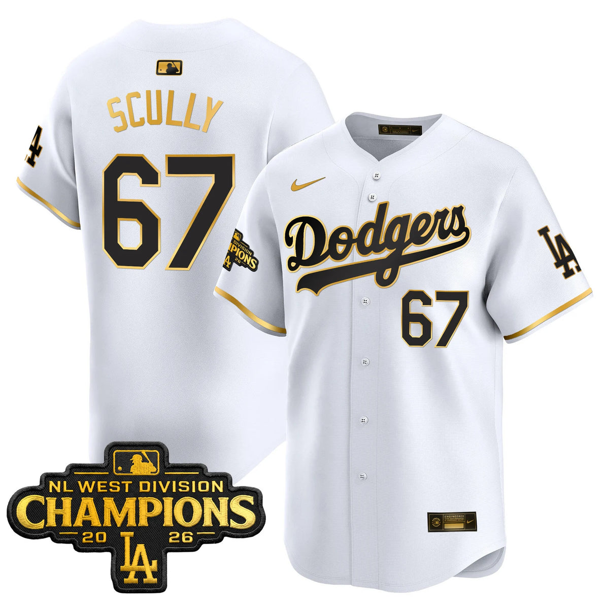 Men's Los Angeles Dodgers NL West Division Champions Patch Vapor Premier Limited Jersey - All Stitched
