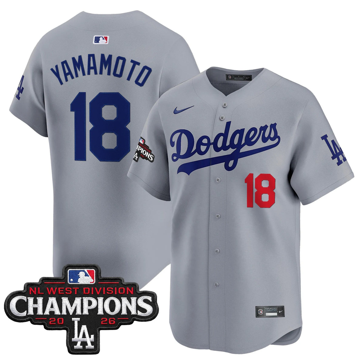 Men's Los Angeles Dodgers NL West Division Champions Patch Vapor Premier Limited Jersey - All Stitched