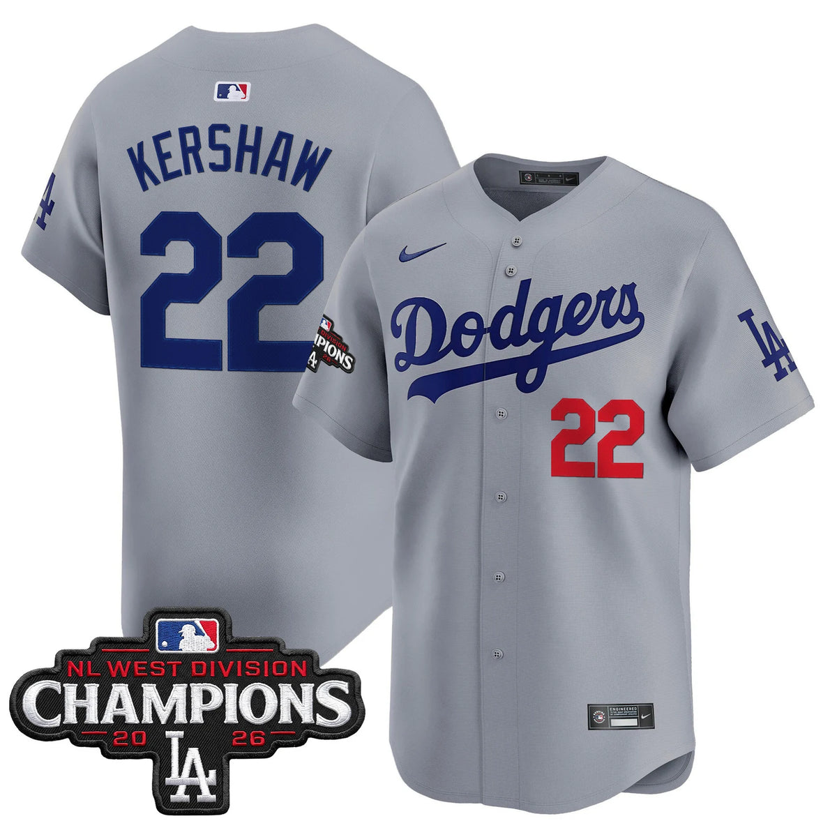 Men's Los Angeles Dodgers NL West Division Champions Patch Vapor Premier Limited Jersey - All Stitched