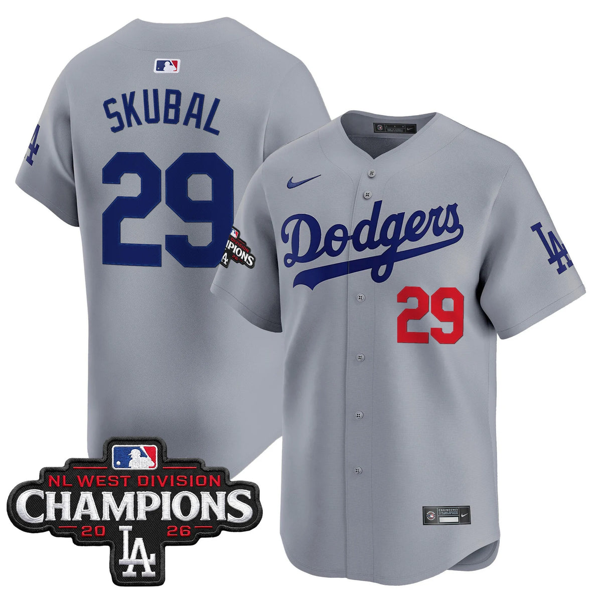 Men's Los Angeles Dodgers NL West Division Champions Patch Vapor Premier Limited Jersey - All Stitched