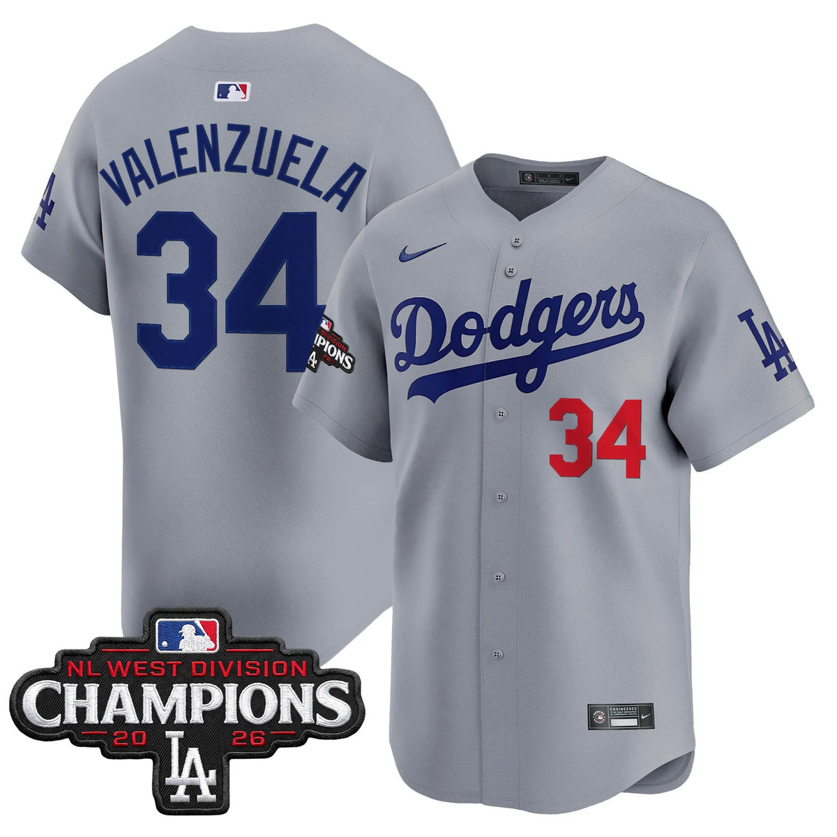Men's Los Angeles Dodgers NL West Division Champions Patch Vapor Premier Limited Jersey - All Stitched