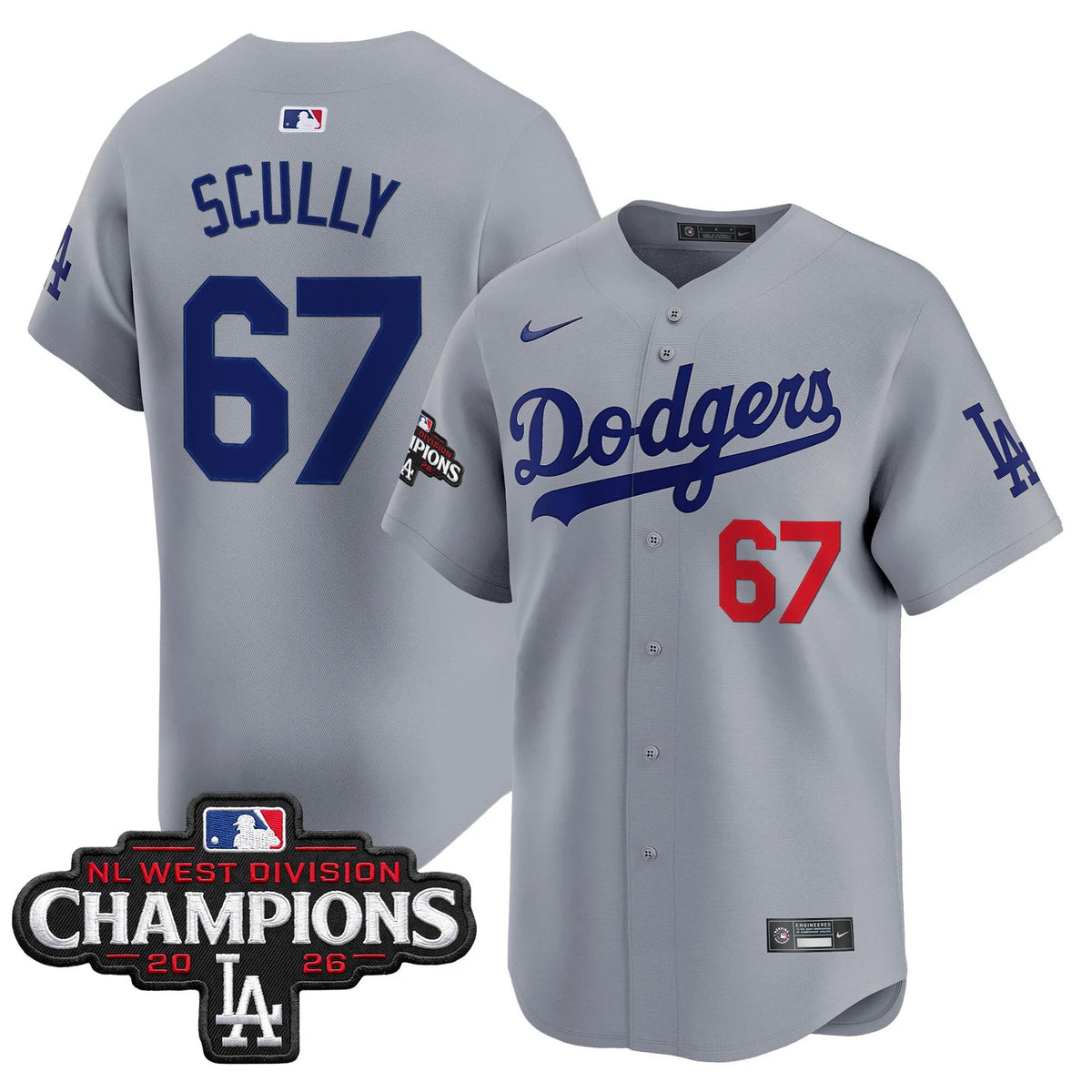Men's Los Angeles Dodgers NL West Division Champions Patch Vapor Premier Limited Jersey - All Stitched