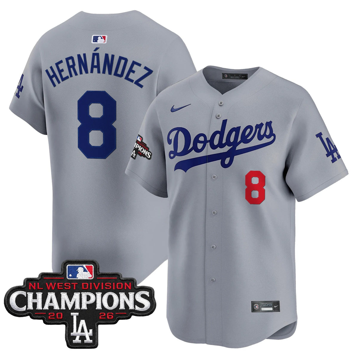 Men's Los Angeles Dodgers NL West Division Champions Patch Vapor Premier Limited Jersey - All Stitched