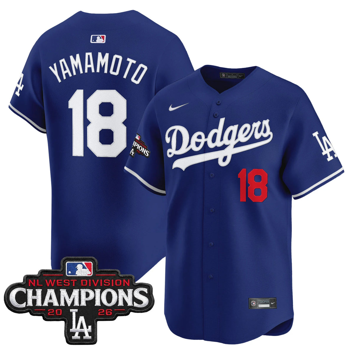 Men's Los Angeles Dodgers NL West Division Champions Patch Vapor Premier Limited Jersey - All Stitched