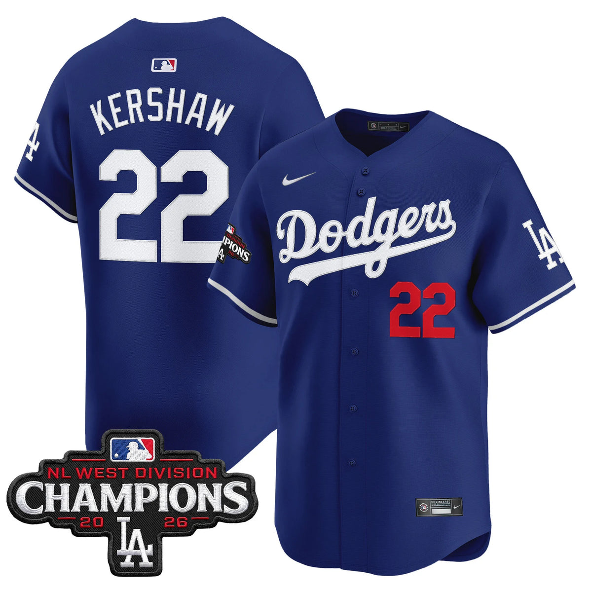 Men's Los Angeles Dodgers NL West Division Champions Patch Vapor Premier Limited Jersey - All Stitched