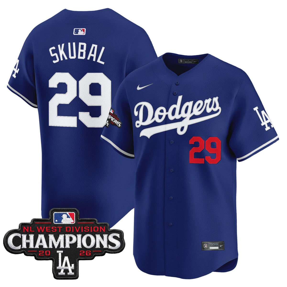 Men's Los Angeles Dodgers NL West Division Champions Patch Vapor Premier Limited Jersey - All Stitched