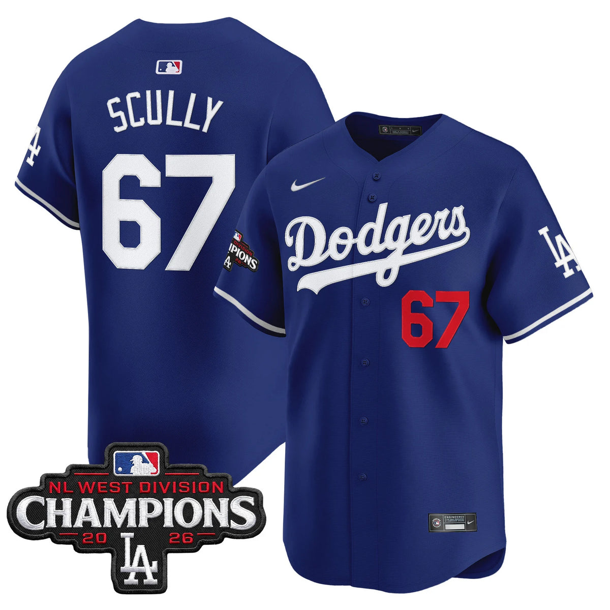 Men's Los Angeles Dodgers NL West Division Champions Patch Vapor Premier Limited Jersey - All Stitched
