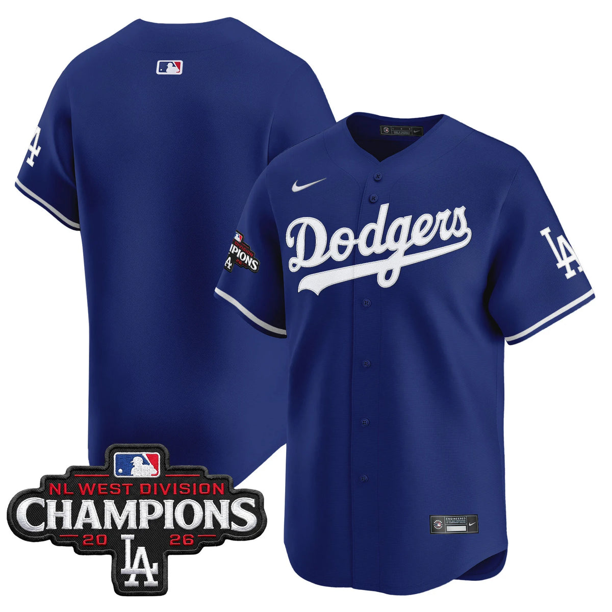 Men's Los Angeles Dodgers NL West Division Champions Patch Vapor Premier Limited Jersey - All Stitched