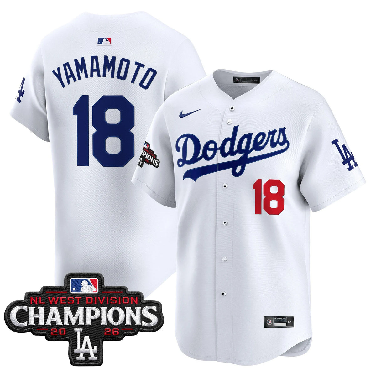 Men's Los Angeles Dodgers NL West Division Champions Patch Vapor Premier Limited Jersey - All Stitched