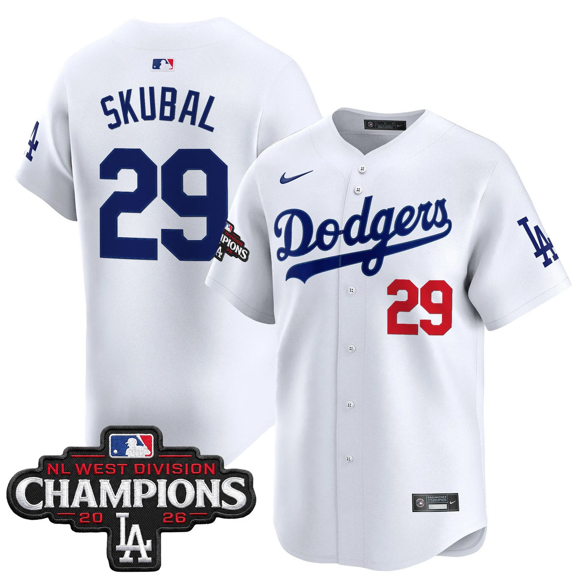 Men's Los Angeles Dodgers NL West Division Champions Patch Vapor Premier Limited Jersey - All Stitched