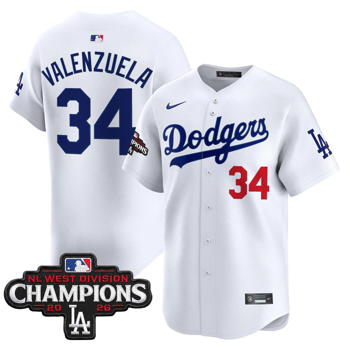 Men's Los Angeles Dodgers NL West Division Champions Patch Vapor Premier Limited Jersey - All Stitched