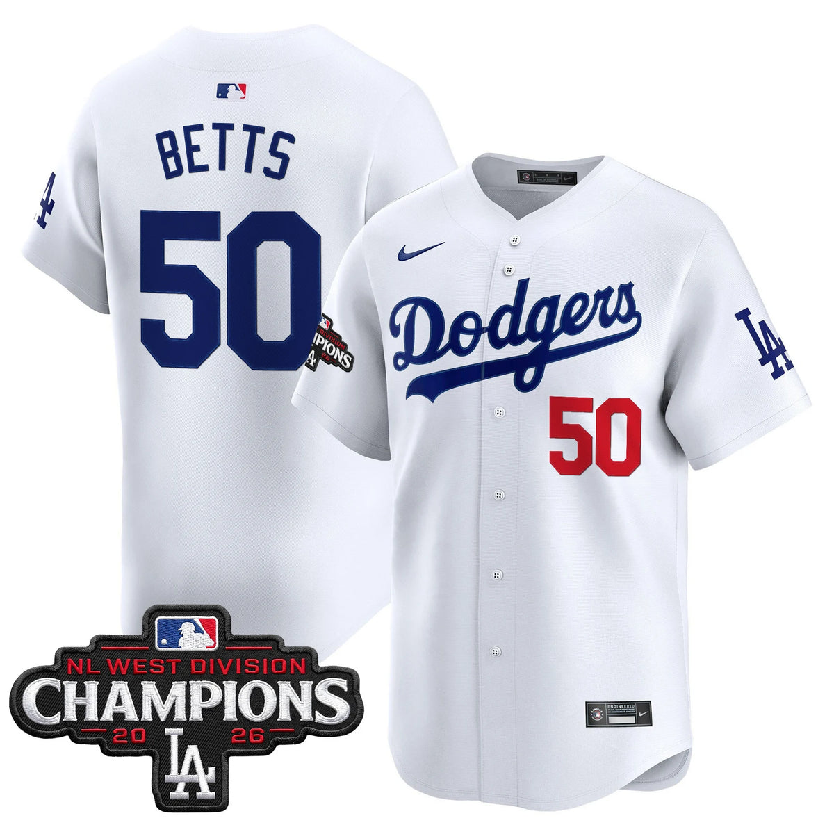 Men's Los Angeles Dodgers NL West Division Champions Patch Vapor Premier Limited Jersey - All Stitched