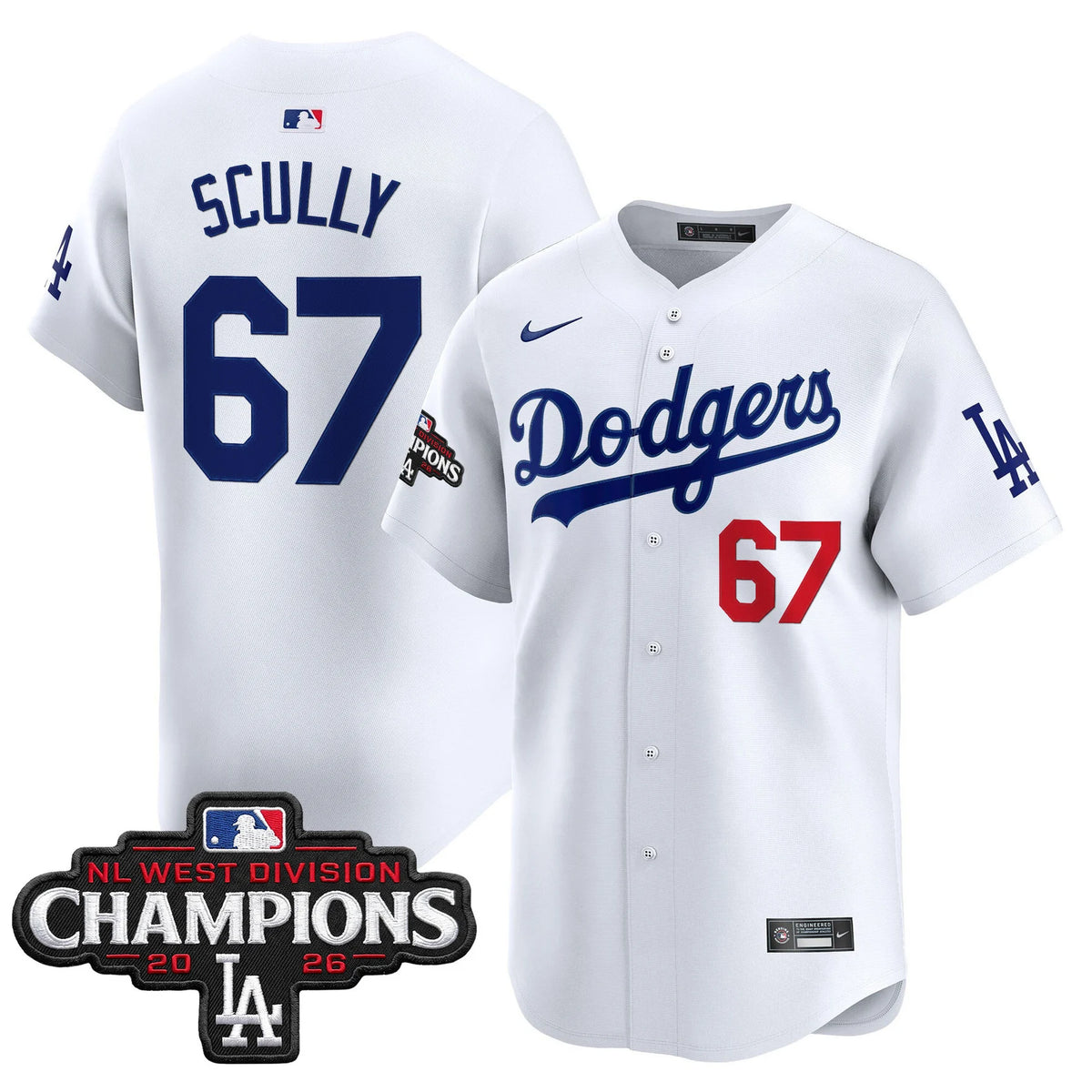 Men's Los Angeles Dodgers NL West Division Champions Patch Vapor Premier Limited Jersey - All Stitched