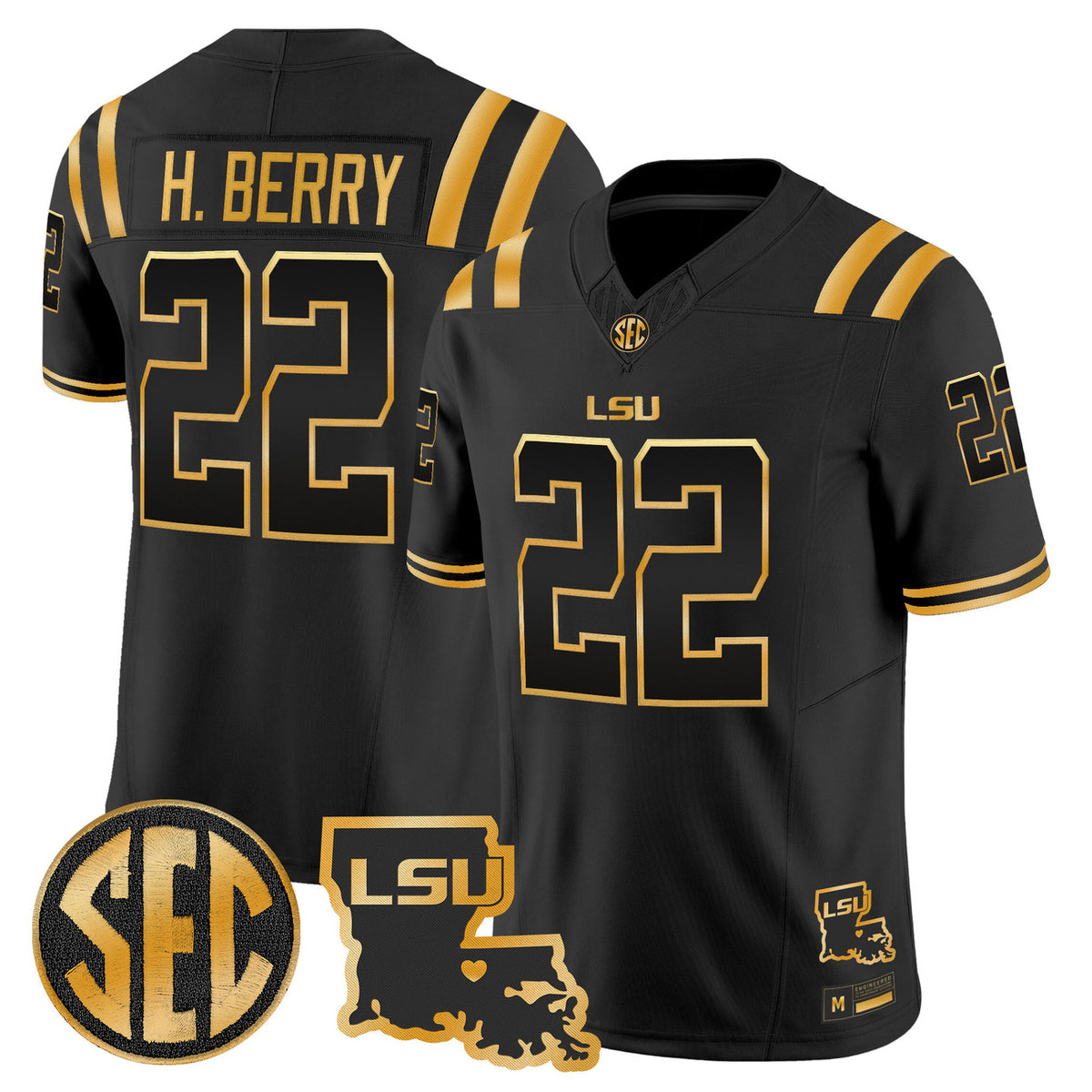 Men's LSU Tigers 2026 Louisiana Patch Gold Vapor Limited Jersey - All Stitched