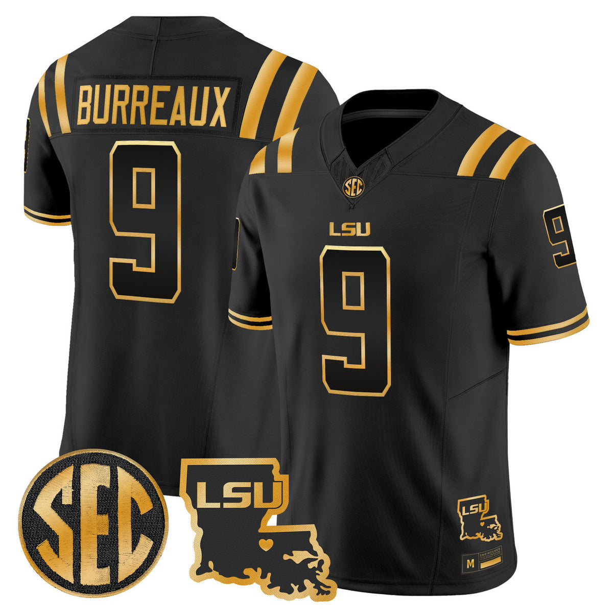 Men's LSU Tigers 2026 Louisiana Patch Gold Vapor Limited Jersey - All Stitched