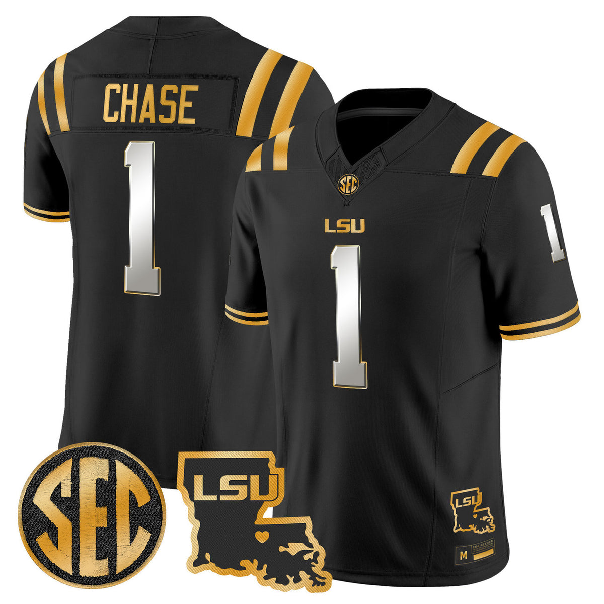 Men's LSU Tigers 2026 Louisiana Patch Gold Vapor Limited Jersey - All Stitched