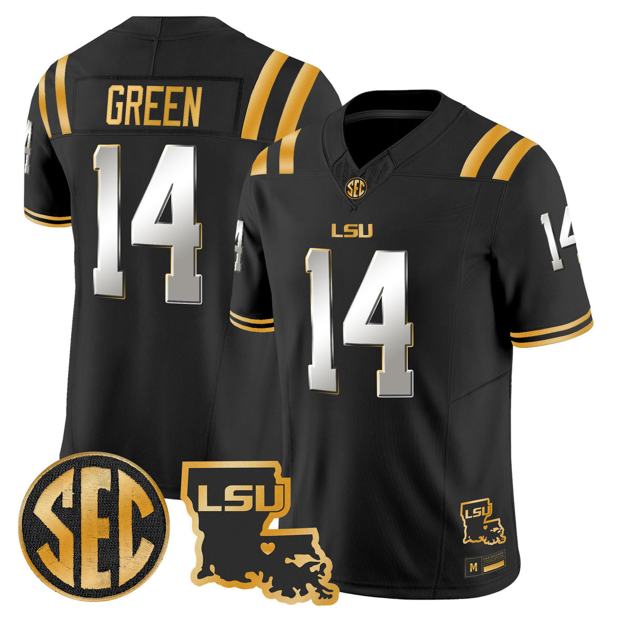Men's LSU Tigers 2026 Louisiana Patch Gold Vapor Limited Jersey - All Stitched