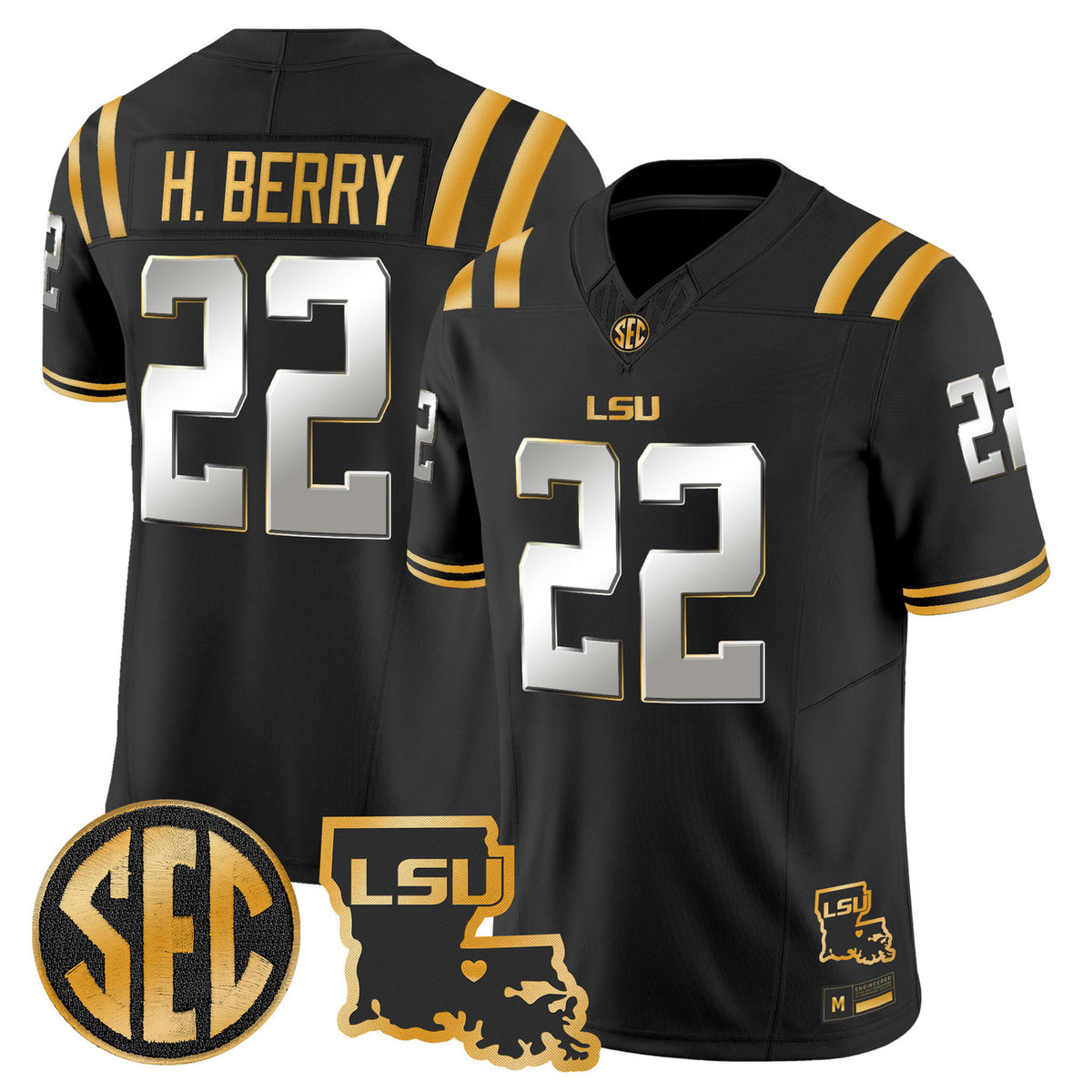 Men's LSU Tigers 2026 Louisiana Patch Gold Vapor Limited Jersey - All Stitched