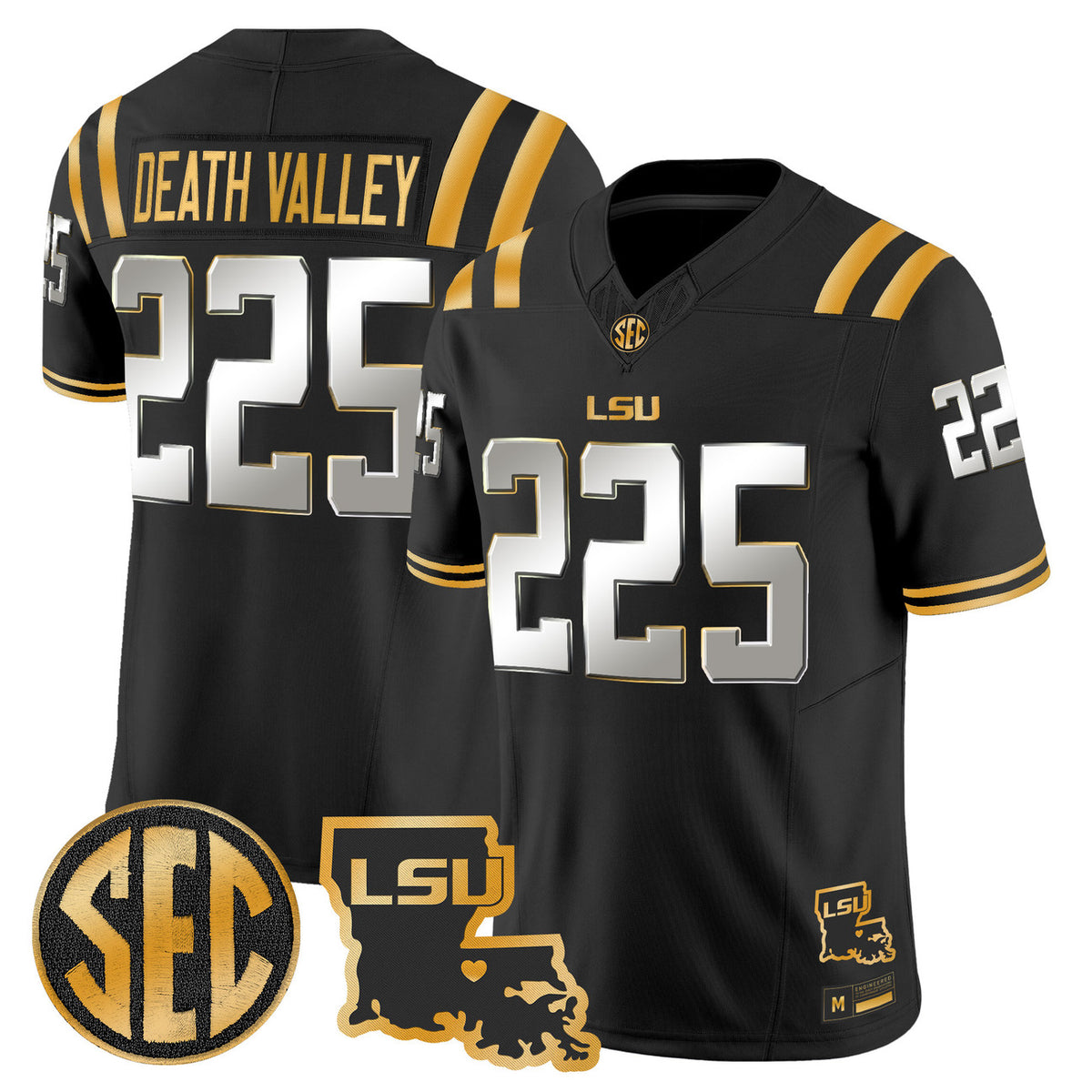 Men's LSU Tigers 2026 Louisiana Patch Gold Vapor Limited Jersey - All Stitched