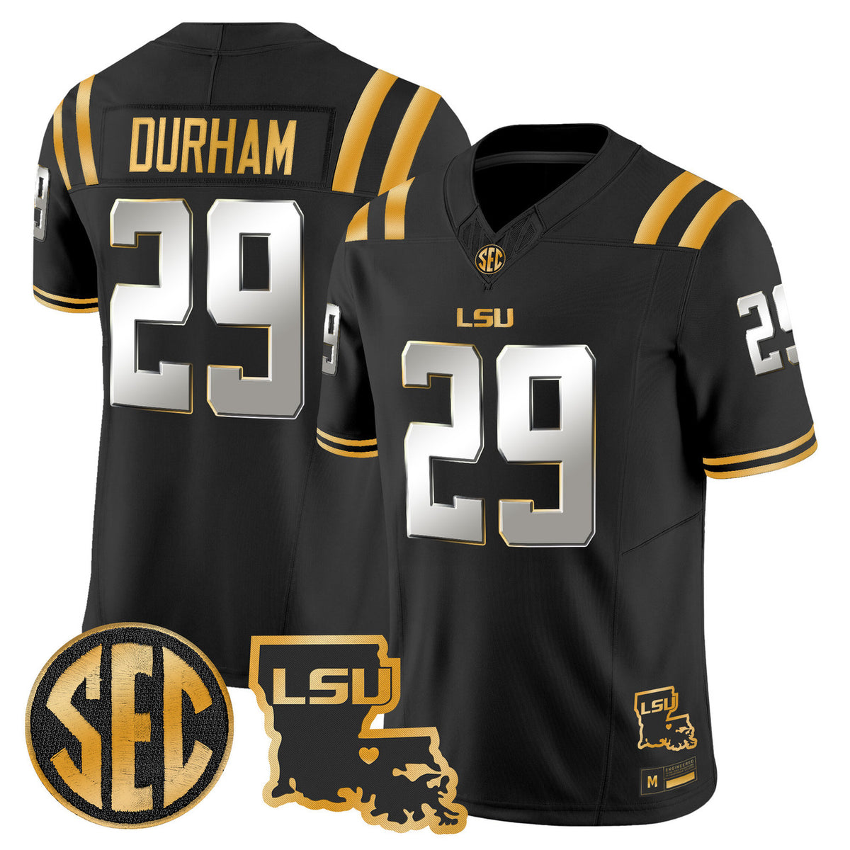 Men's LSU Tigers 2026 Louisiana Patch Gold Vapor Limited Jersey - All Stitched