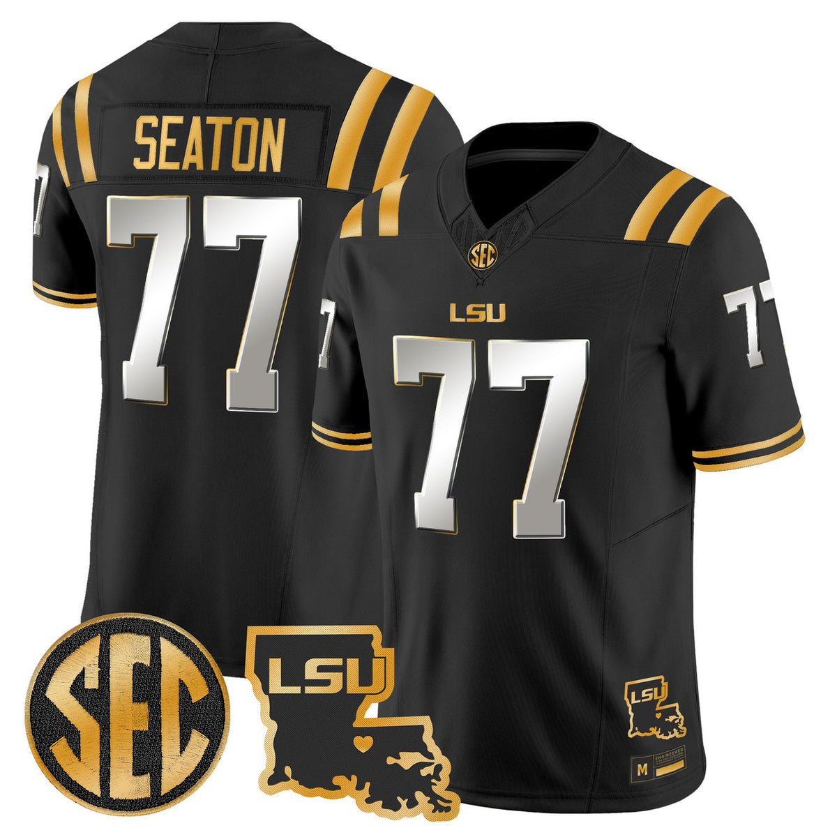 Men's LSU Tigers 2026 Louisiana Patch Gold Vapor Limited Jersey - All Stitched