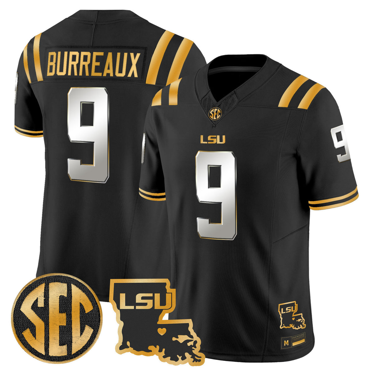 Men's LSU Tigers 2026 Louisiana Patch Gold Vapor Limited Jersey - All Stitched