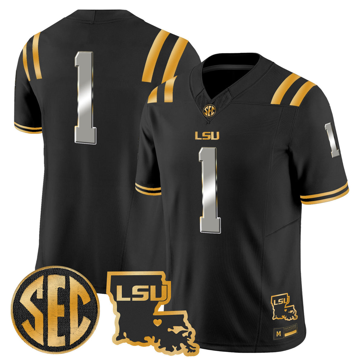 Men's LSU Tigers 2026 Louisiana Patch Gold Vapor Limited Jersey - All Stitched