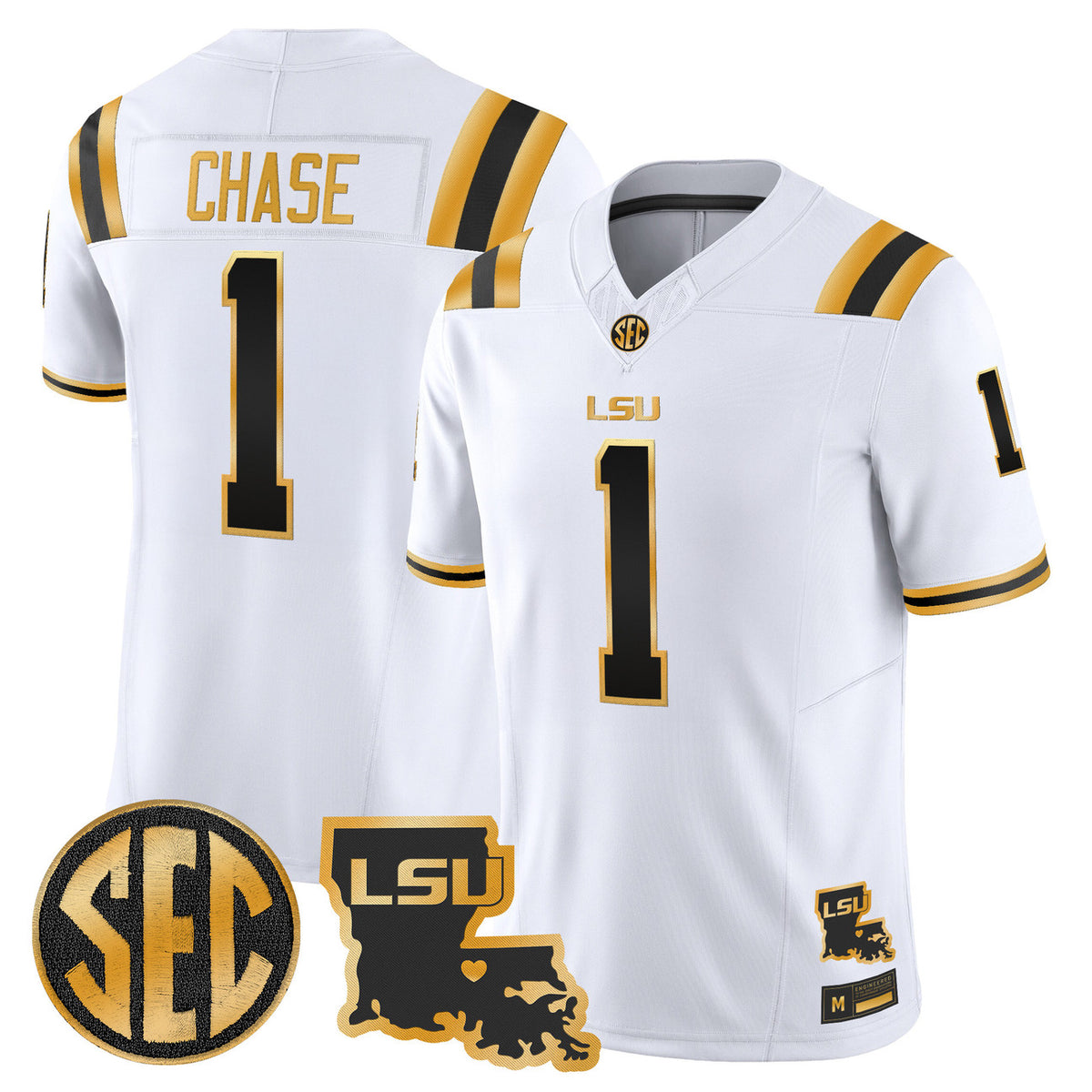 Men's LSU Tigers 2026 Louisiana Patch Gold Vapor Limited Jersey - All Stitched