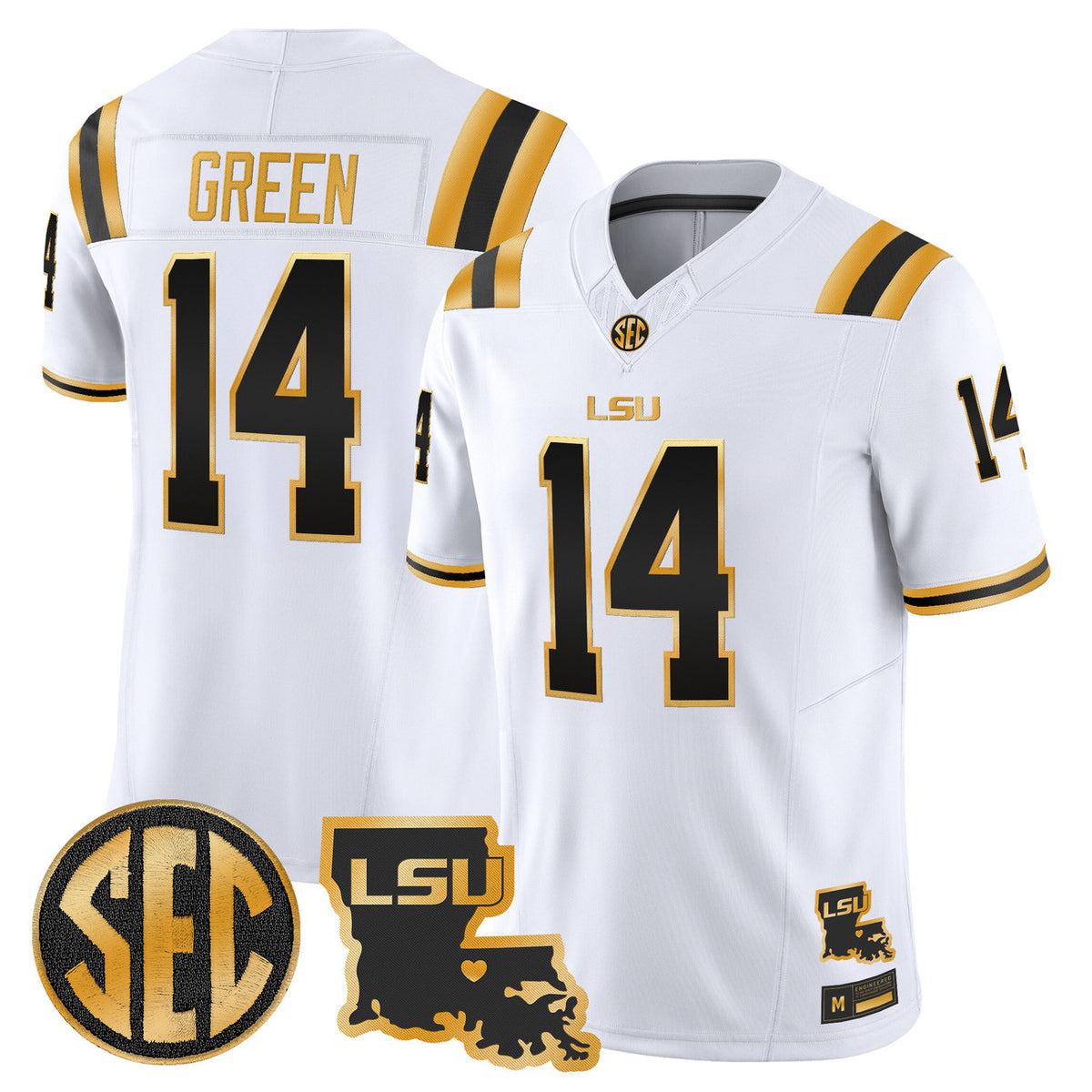 Men's LSU Tigers 2026 Louisiana Patch Gold Vapor Limited Jersey - All Stitched