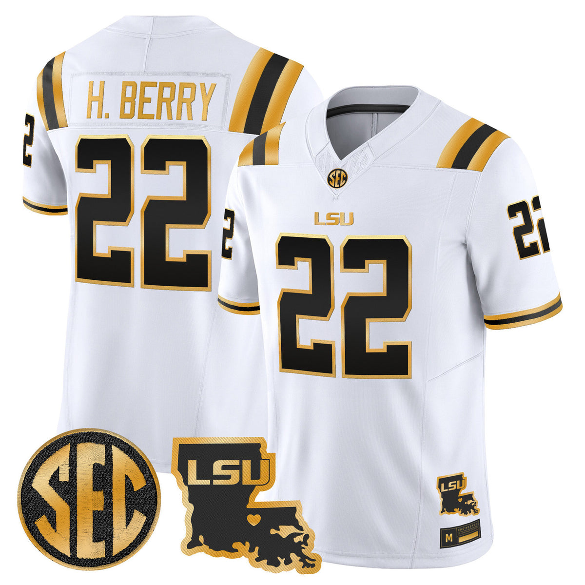 Men's LSU Tigers 2026 Louisiana Patch Gold Vapor Limited Jersey - All Stitched