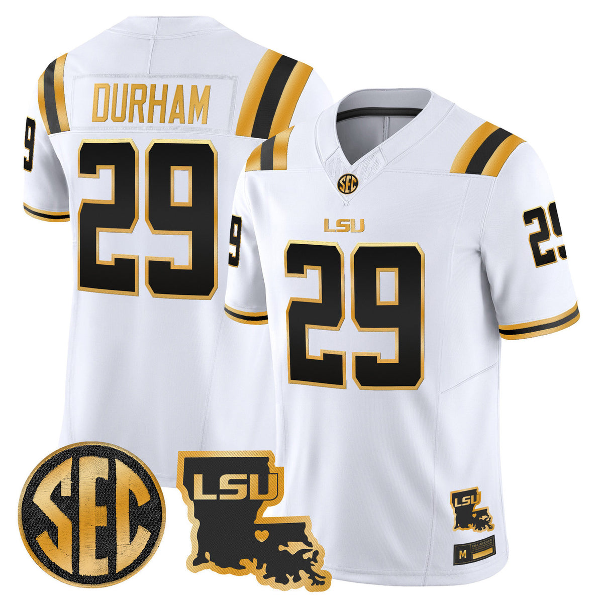 Men's LSU Tigers 2026 Louisiana Patch Gold Vapor Limited Jersey - All Stitched
