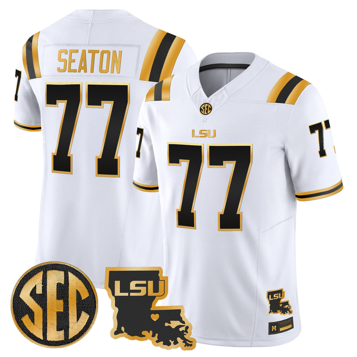 Men's LSU Tigers 2026 Louisiana Patch Gold Vapor Limited Jersey - All Stitched