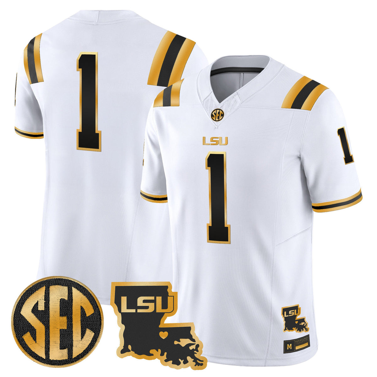 Men's LSU Tigers 2026 Louisiana Patch Gold Vapor Limited Jersey - All Stitched
