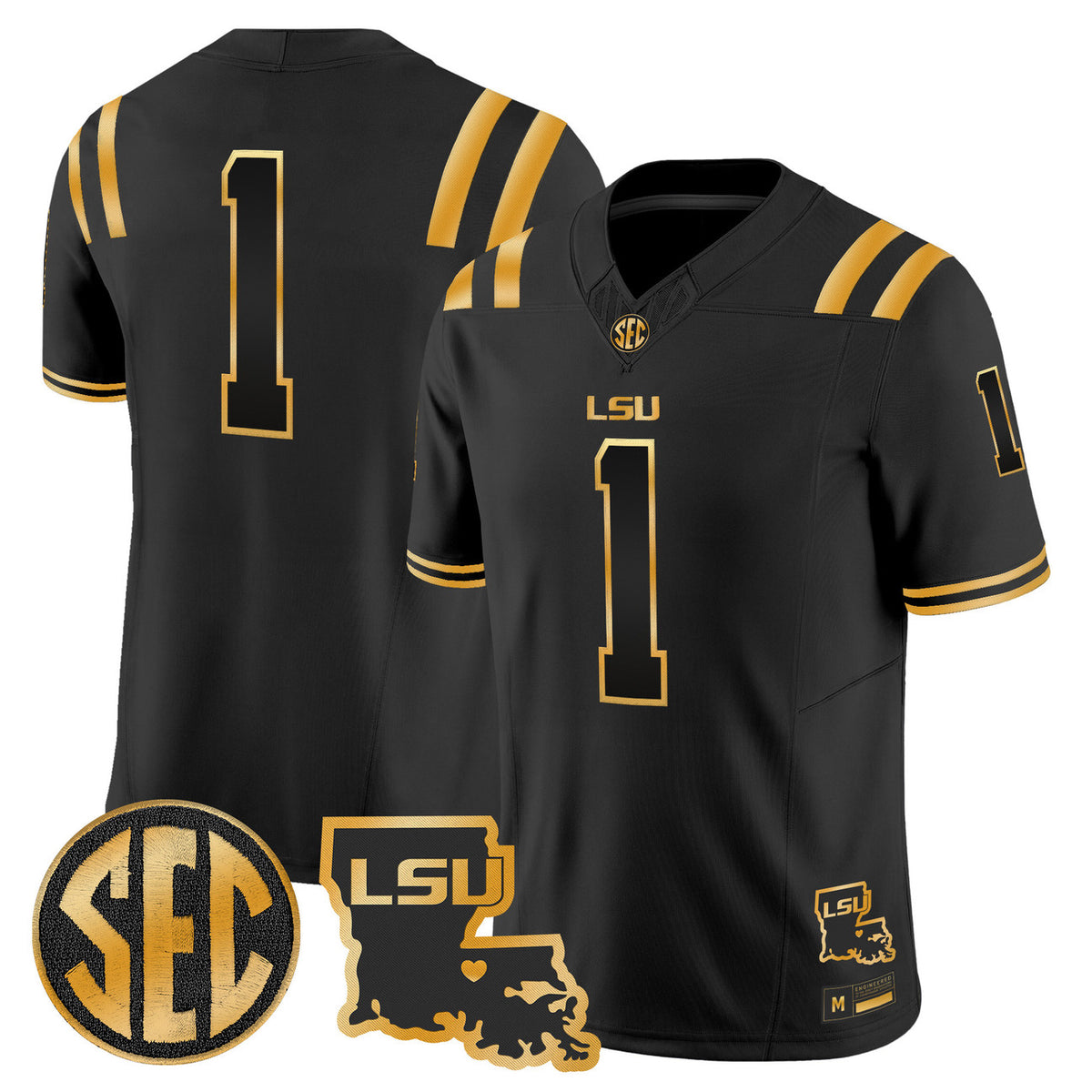 Men's LSU Tigers 2026 Louisiana Patch Gold Vapor Limited Jersey - All Stitched