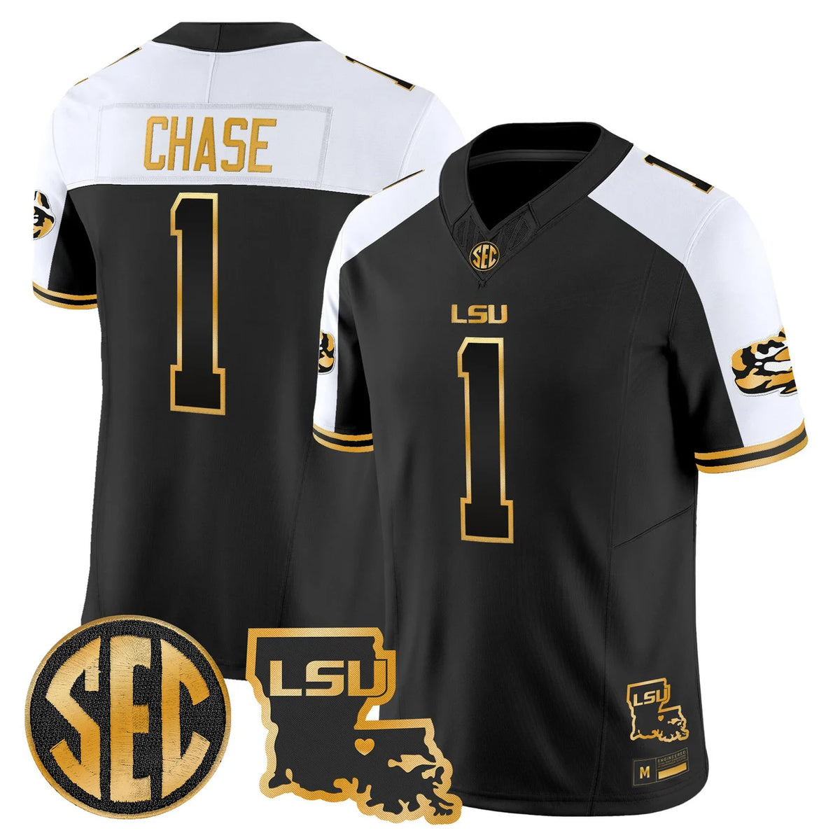 Men's LSU Tigers 2026 Louisiana Patch Gold Vapor Limited Jersey - All Stitched